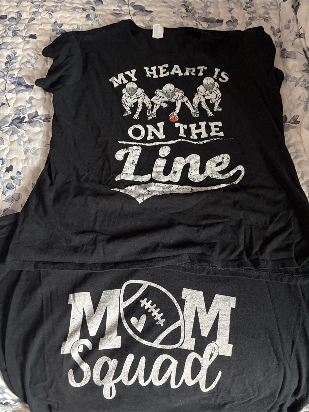 Hanes Black Adult TShirts 
My Heart Is On The Line' Football Tee
Mom Squad